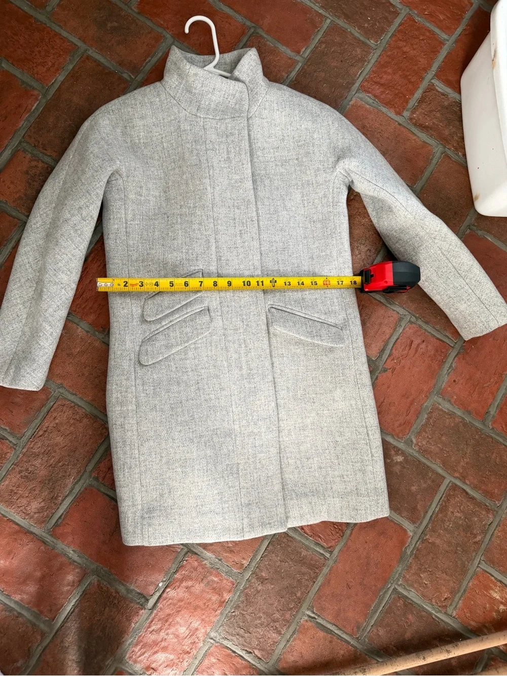 Like New jcrew petite women’s Light Gray Wool-Blend Stand Collar Coat
